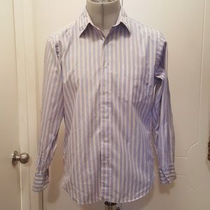 J Crew Blue Orange White Striped Shirt Small